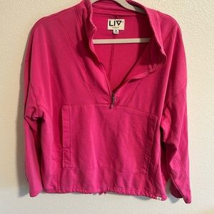 4/$10 LIV outdoor bubblegum pink quarter zip sweatshirt